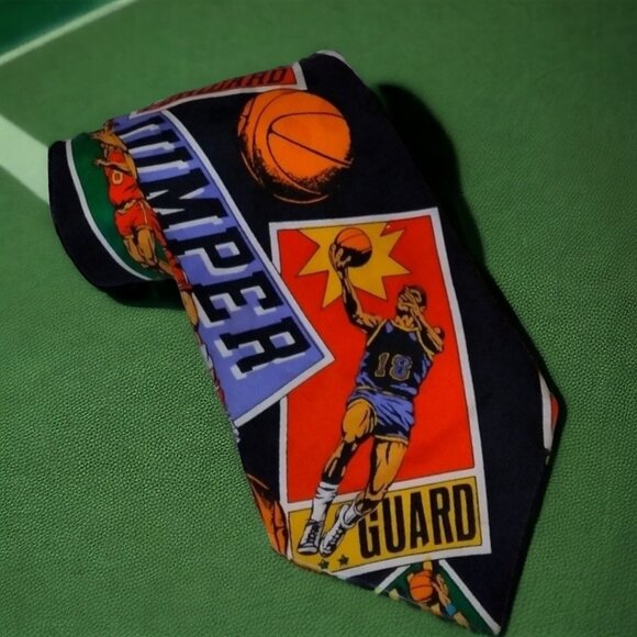 ADDICTION *Vintage* Basketball Tie 100% Silk - Picture 4 of 5